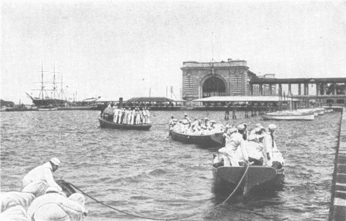 Midshipmen of the Naval Academy, Annapolis, Maryland, on their way to a Drill Ship Midshipmen of the Naval Academy, Annapolis, Maryland, on their way to a Drill Ship