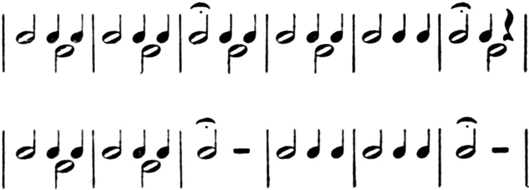 The metre of a distych,   translated into musical notes