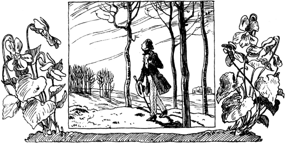 Ein Wanderer im Frühling   in einem lichten Waldstück