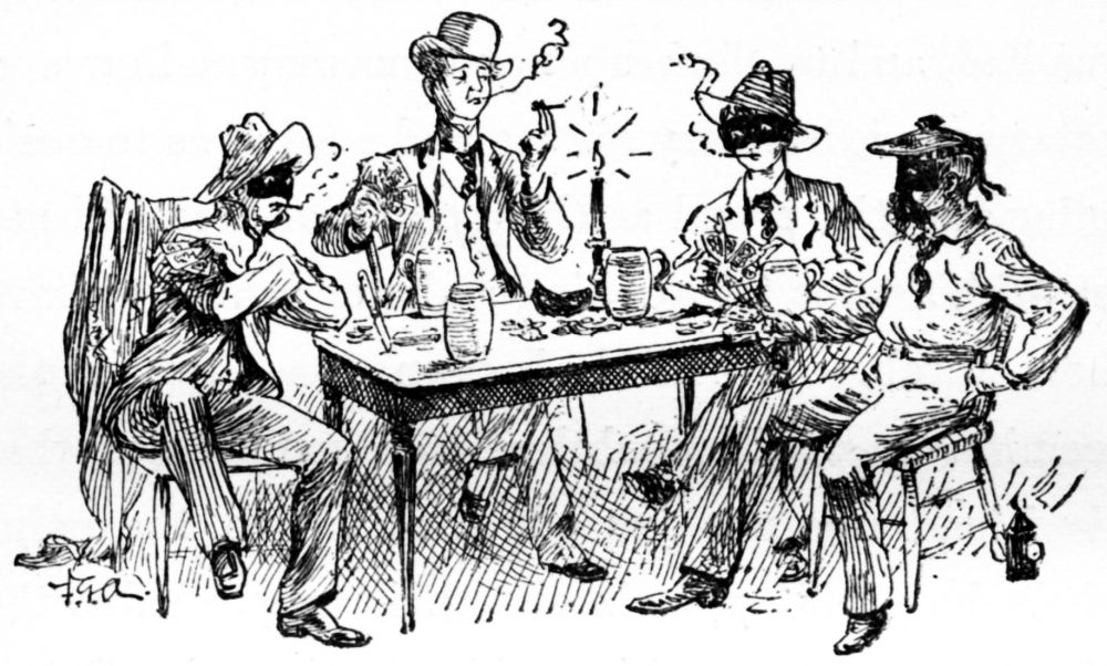 They sat like four young ghouls, with masks upon their faces. They sat like four young ghouls, with masks upon their faces.
