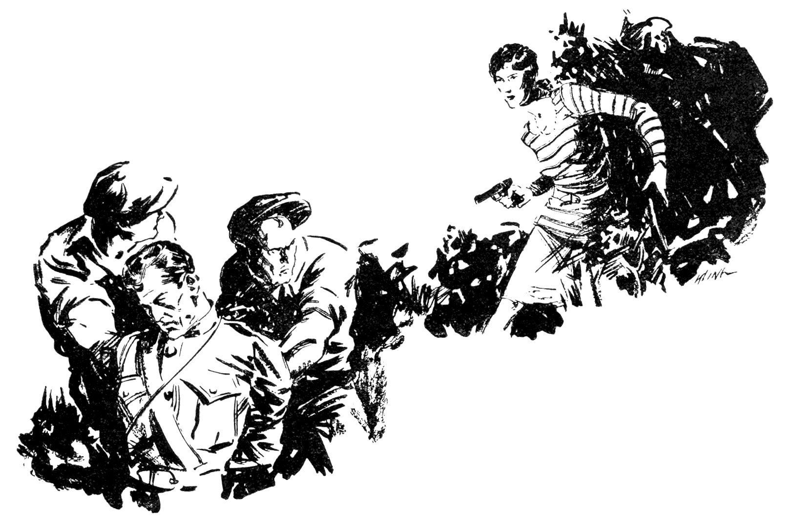 Rena holding a piston on the Duff Gang.