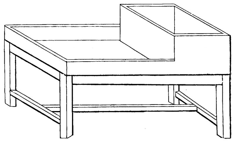 A wooden rinsing trough