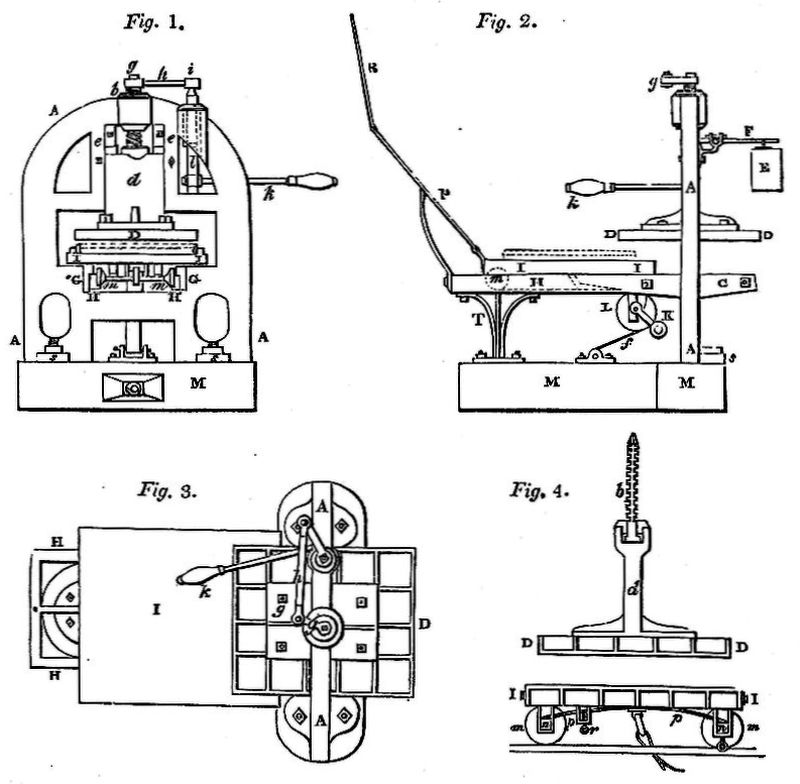 Four drawings of the Stanhope press