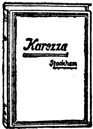 Small illustration of a book labeled “Karezza” with “Stockham” printed beneath the title